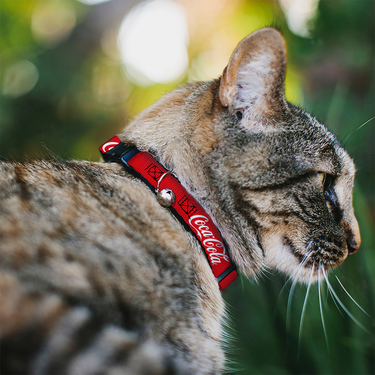 Breakaway Cat Collar with Bell - COCA-COLA Script Logo Red/White Cat Collars Breakaway Side Release Coca-Cola
