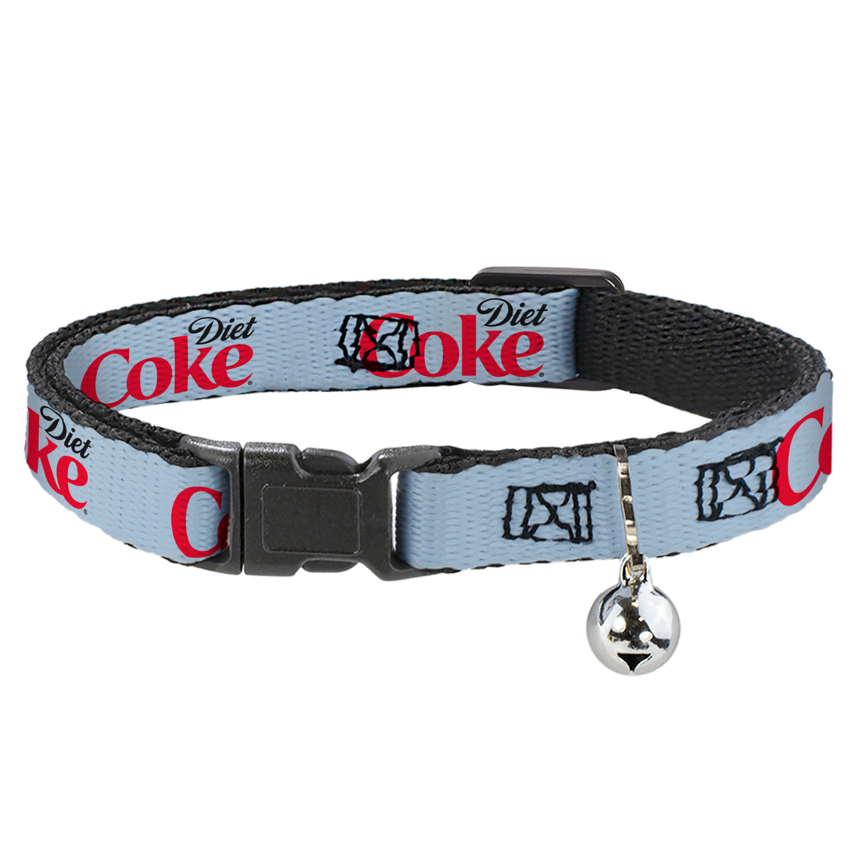 Breakaway Cat Collar with Bell - DIET COKE Logo Light Gray/Black/Red Cat Collars Breakaway Side Release Coca-Cola