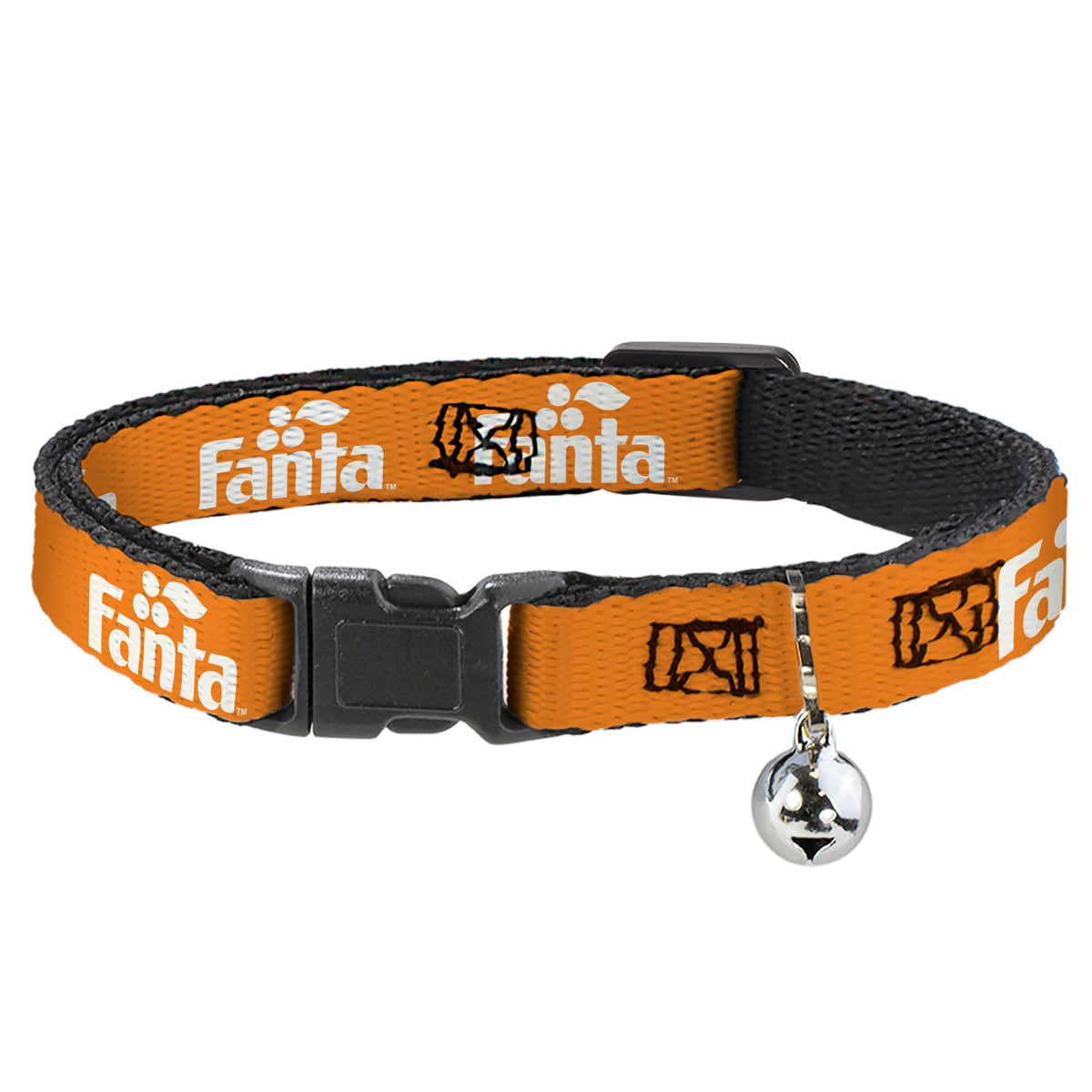 Breakaway Cat Collar with Bell - Vintage Orange FANTA Logo Orange/White Cat Collars Breakaway Side Release Coca-Cola