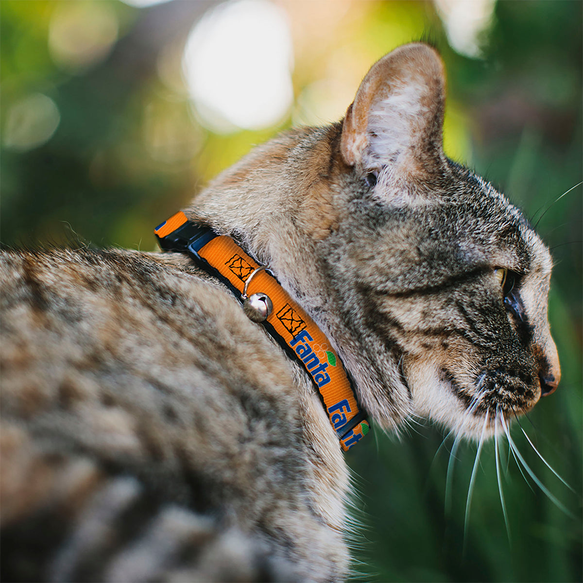 Breakaway Cat Collar with Bell - Vintage Orange FANTA Logo Orange/Blue Cat Collars Breakaway Side Release Coca-Cola