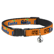 Breakaway Cat Collar with Bell - Vintage Orange FANTA Logo Orange/Blue Cat Collars Breakaway Side Release Coca-Cola