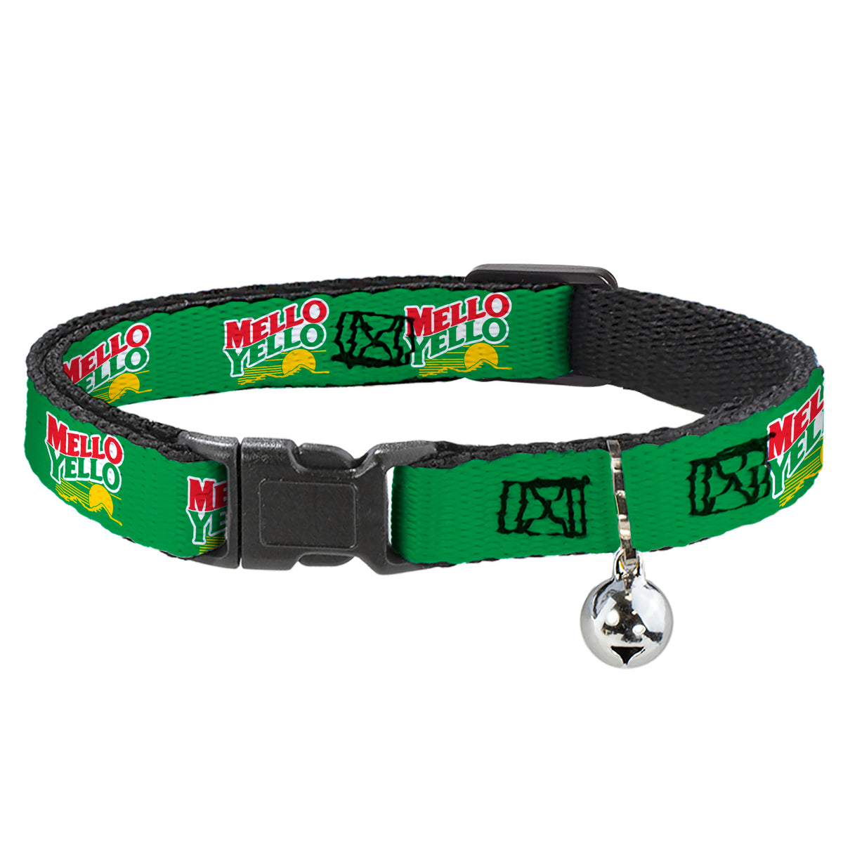 Breakaway Cat Collar with Bell - MELLO YELLO Logo Green/White/Red/Yellow Cat Collars Breakaway Side Release Coca-Cola