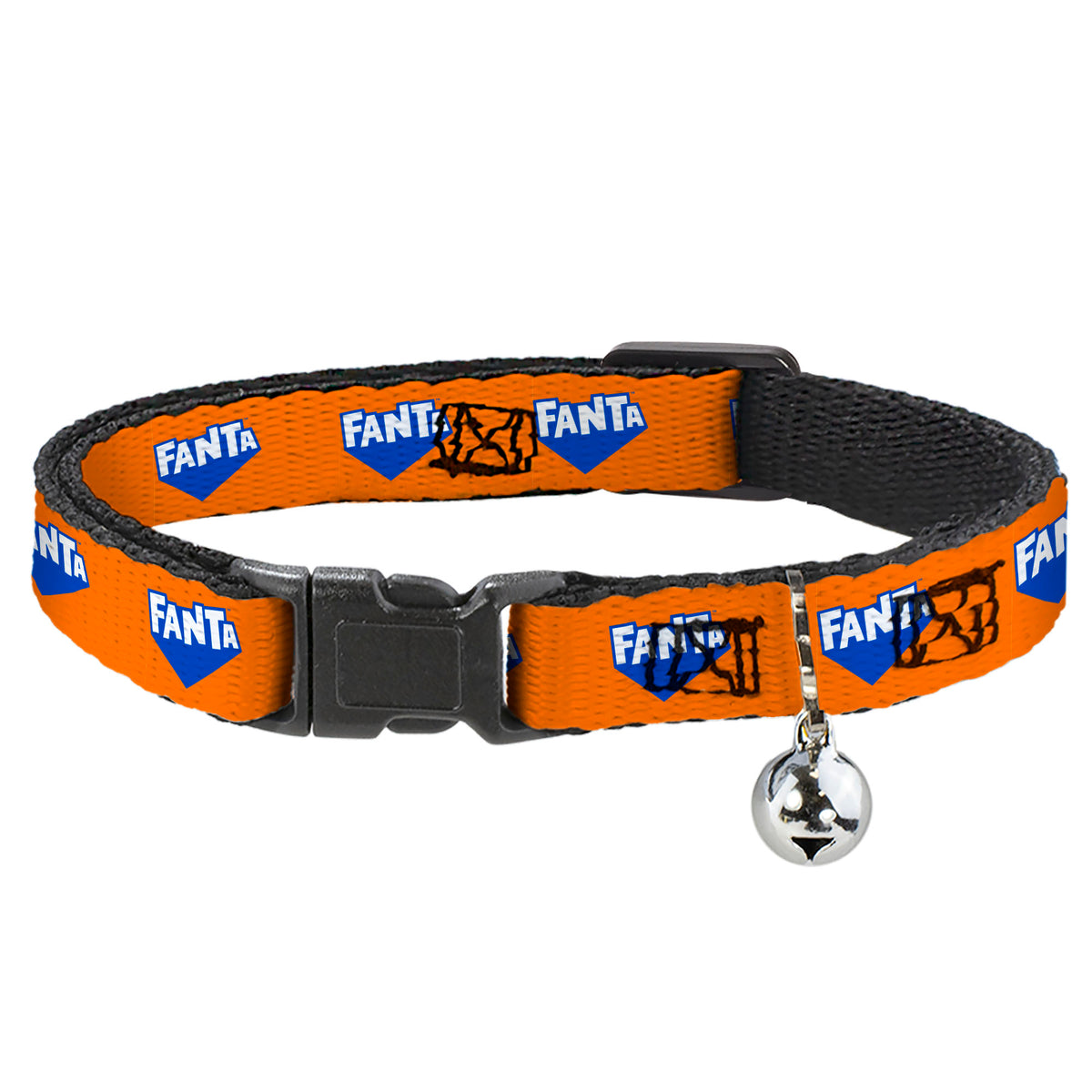 Breakaway Cat Collar with Bell - FANTA Logo Orange/Blue/White Cat Collars Breakaway Side Release Coca-Cola