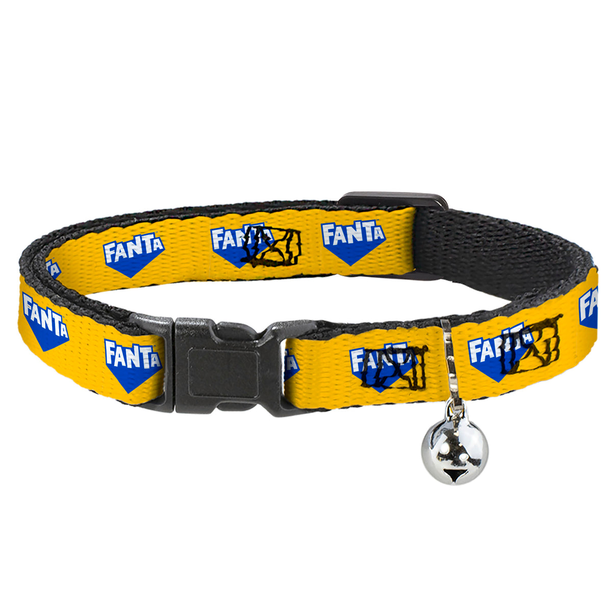 Breakaway Cat Collar with Bell - FANTA Logo Pineapple Yellow/Blue/White Cat Collars Breakaway Side Release Coca-Cola