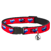 Breakaway Cat Collar with Bell - FANTA Logo Strawberry Red/Blue/White Cat Collars Breakaway Side Release Coca-Cola