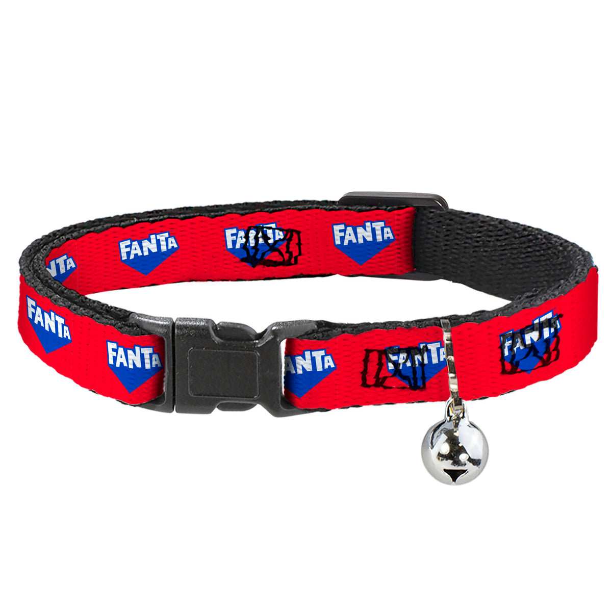 Breakaway Cat Collar with Bell - FANTA Logo Strawberry Red/Blue/White Cat Collars Breakaway Side Release Coca-Cola
