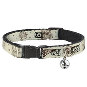 Breakaway Cat Collar with Bell - Vintage Coca-Cola Coke Icons and Ad Logos White/Brown Cat Collars Breakaway Side Release Coca-Cola