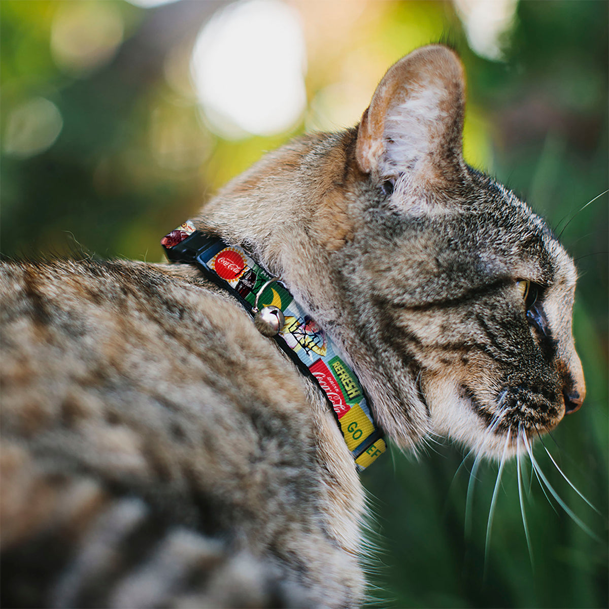 Breakaway Cat Collar with Bell - Vintage Coca-Cola GO REFRESHED Ads and Icons Collage Cat Collars Breakaway Side Release Coca-Cola