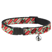 Breakaway Cat Collar with Bell - Coca-Cola Script Marquee Logo Green/Red/White Cat Collars Breakaway Side Release Coca-Cola