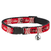 Breakaway Cat Collar with Bell - Vintage COKE Bottle Caps White/Red Cat Collars Breakaway Side Release Coca-Cola