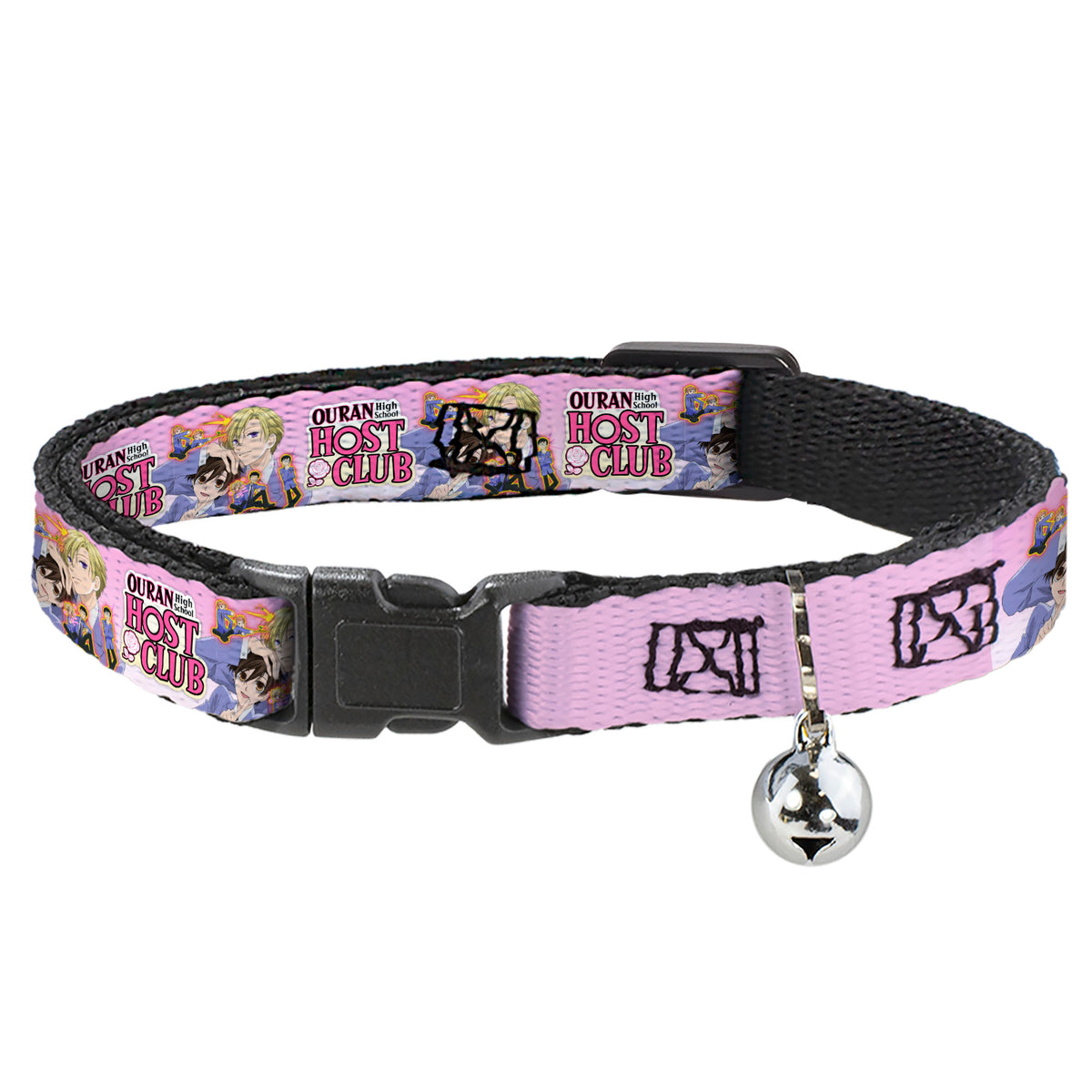 Breakaway Cat Collar with Bell - OURAN HIGH SCHOOL Character Group Pose and Title Logo Pinks Cat Collars Breakaway Side Release Ouran High School Host Club