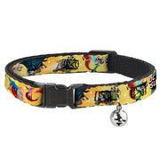 Cat Collar Breakaway with Bell - DC LEAGUE OF SUPER-PETS 6-Superhero Pet Poses Collage Yellows Cat Collars Breakaway Side Release DC Comics