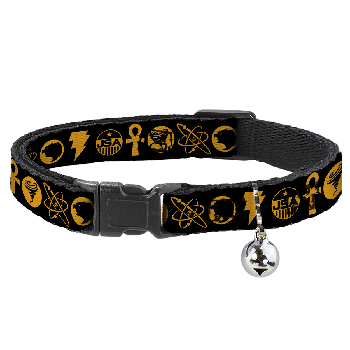 Cat Collar Breakaway with Bell - Black Adam Justice Society Icons Black Orange Cat Collars Breakaway Side Release DC Comics