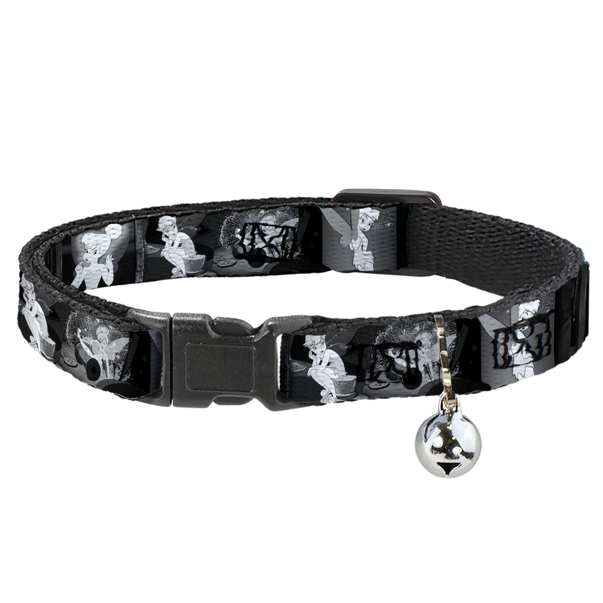 Cat Collar Breakaway - Tinker Bell Scenes Black White Cat Collars Breakaway Side Release Disney