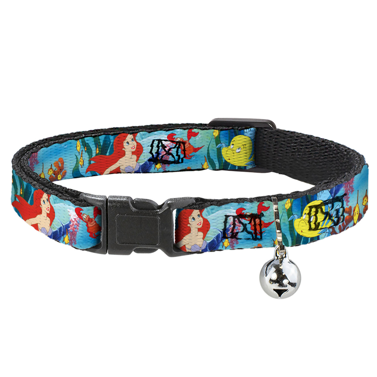 Cat Collar Breakaway - Ariel, Sebastian & Flounder Scene Cat Collars Breakaway Side Release Disney