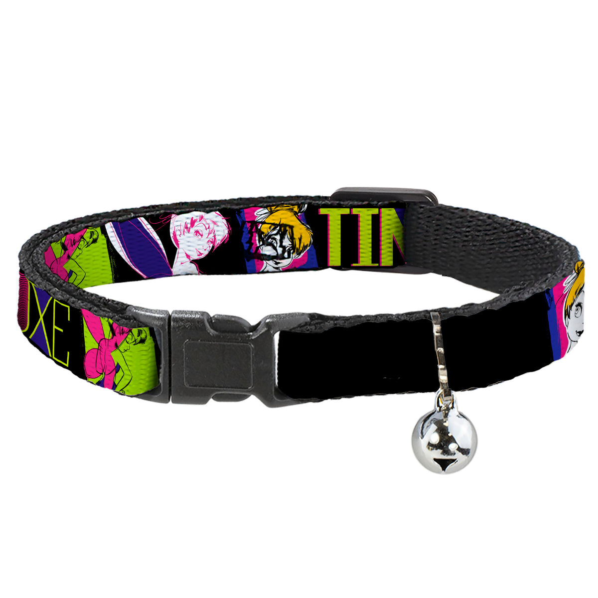 Cat Collar Breakaway - TINK LUXE Sketch Black Multi Neon Cat Collars Breakaway Side Release Disney