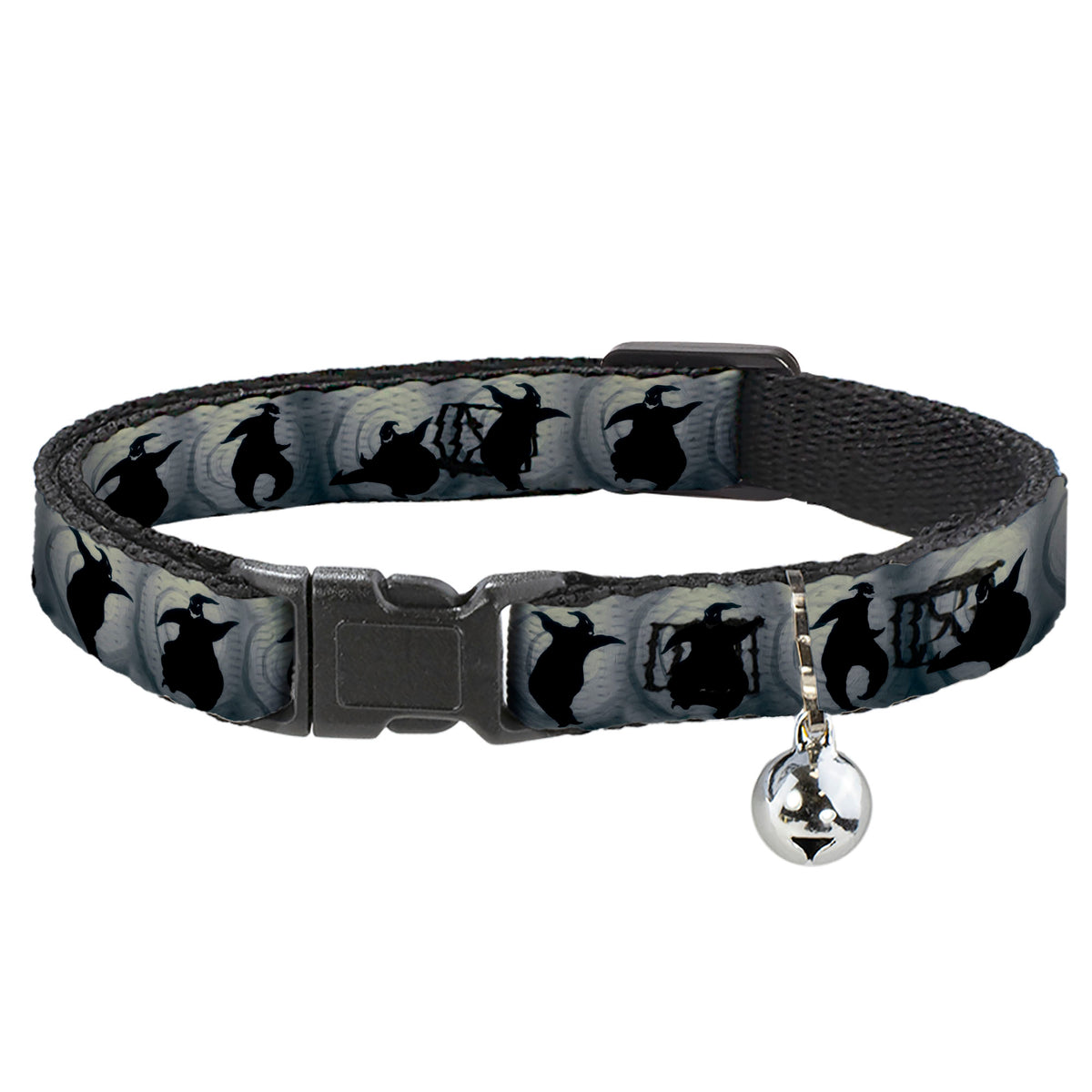 Cat Collar Breakaway - Oogie Boogie Silhouette Poses Gray Black Cat Collars Breakaway Side Release Disney