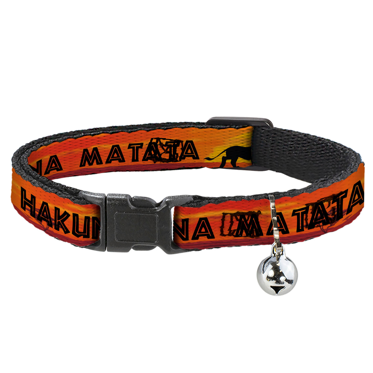 Cat Collar Breakaway - Lion King HAKUNA MATATA Sunset Oranges Black Cat Collars Breakaway Side Release Disney