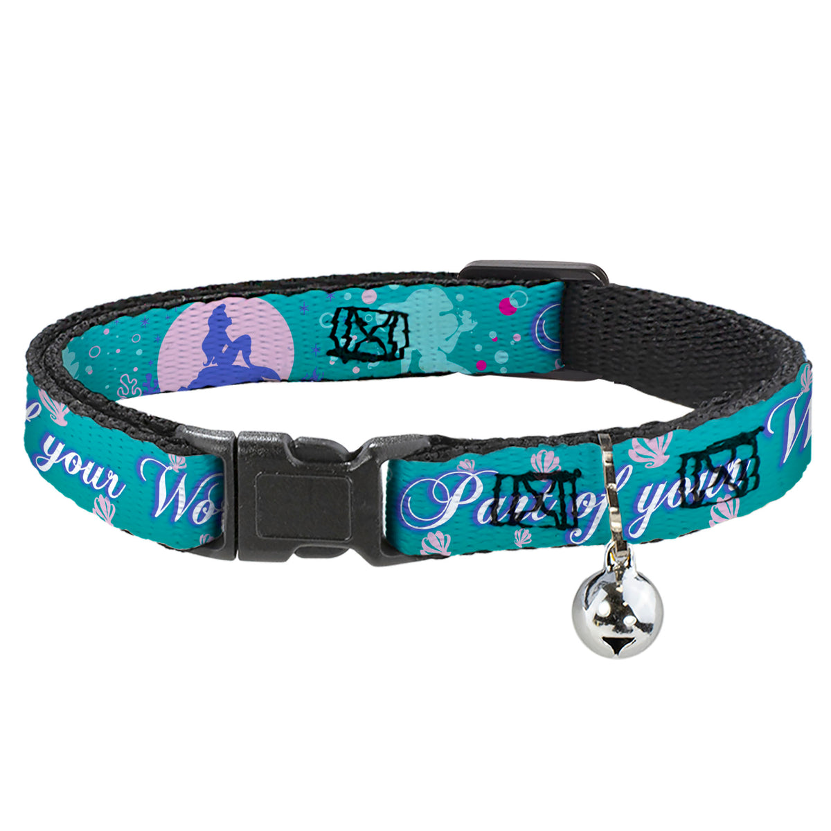 Cat Collar Breakaway - Little Mermaid Silhouette Scenes PART OF YOUR WORLD Blues Cat Collars Breakaway Side Release Disney