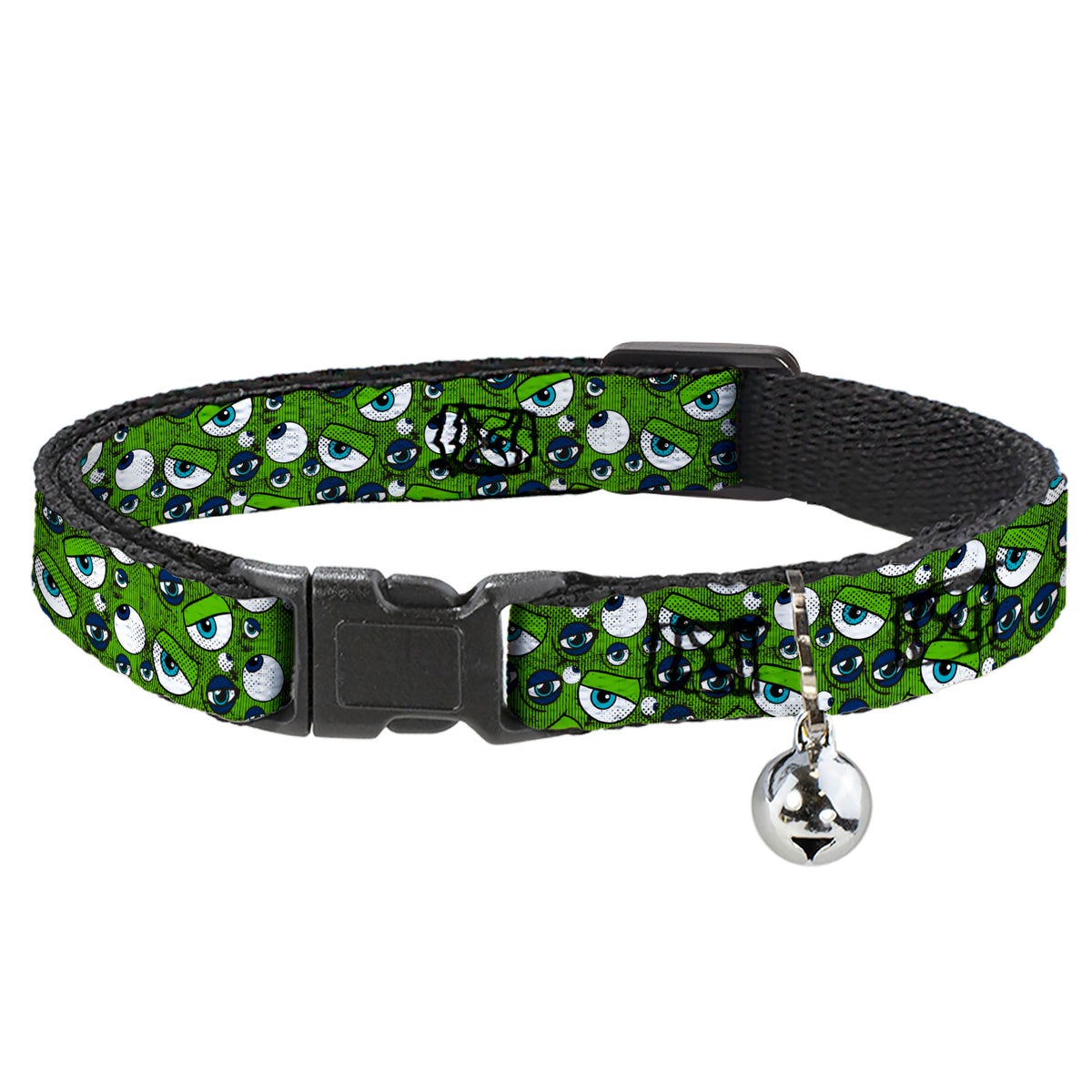 Cat Collar Breakaway - Monsters Inc. Eye Collage Weathered Greens Blues Cat Collars Breakaway Side Release Disney