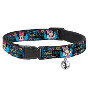 Cat Collar Breakaway - Minnie Mouse Hoody & Headphone Poses Gray Multi Color Cat Collars Breakaway Side Release Disney