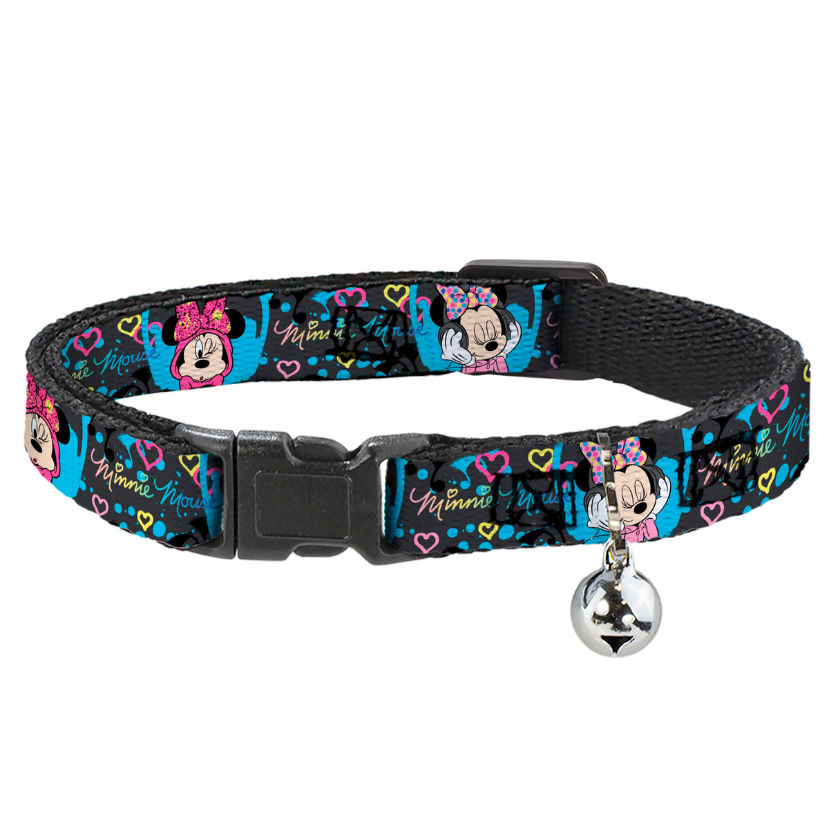 Cat Collar Breakaway - Minnie Mouse Hoody & Headphone Poses Gray Multi Color Cat Collars Breakaway Side Release Disney