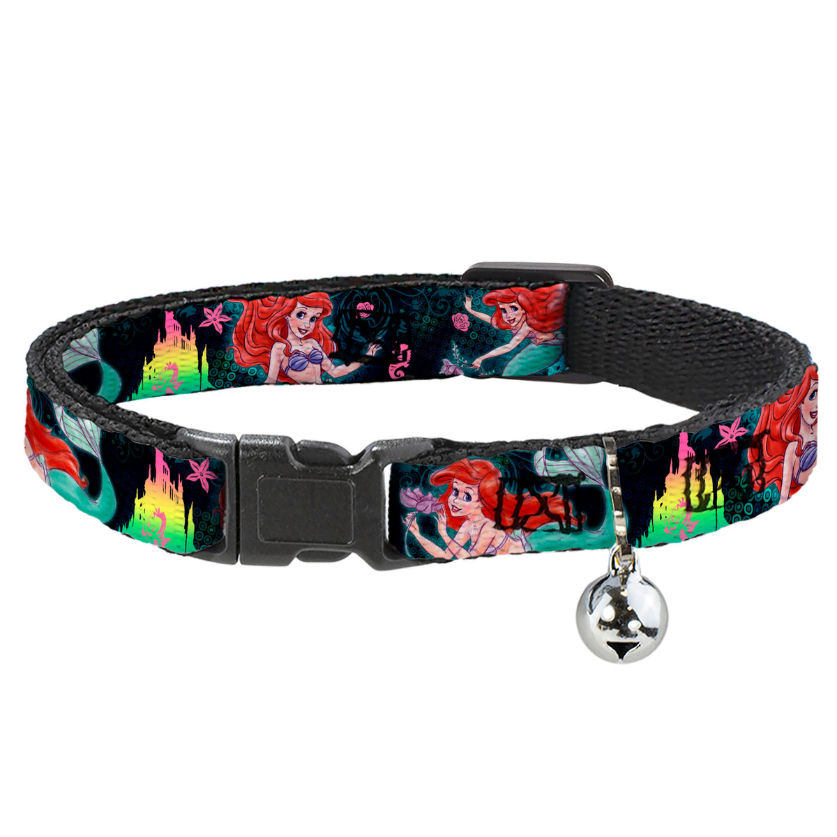 Cat Collar Breakaway - Ariel Underwater Poses Palace Silhouette Cat Collars Breakaway Side Release Disney