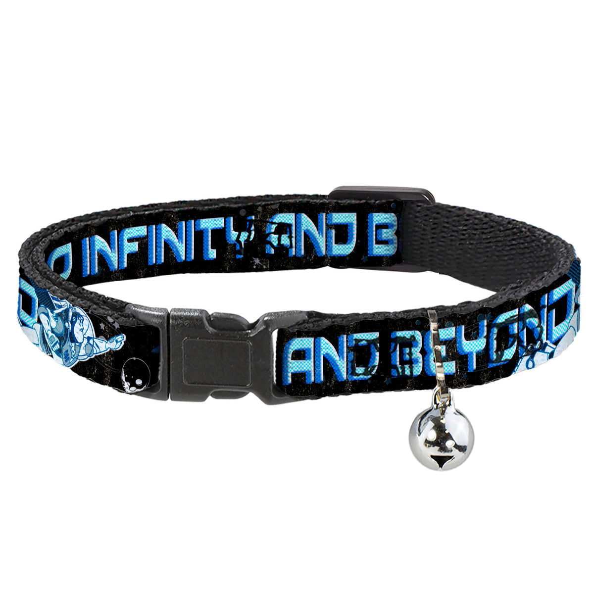 Cat Collar Breakaway - Buzz Poses Stars TO INFINITY AND BEYOND Black Blues Cat Collars Breakaway Side Release Disney