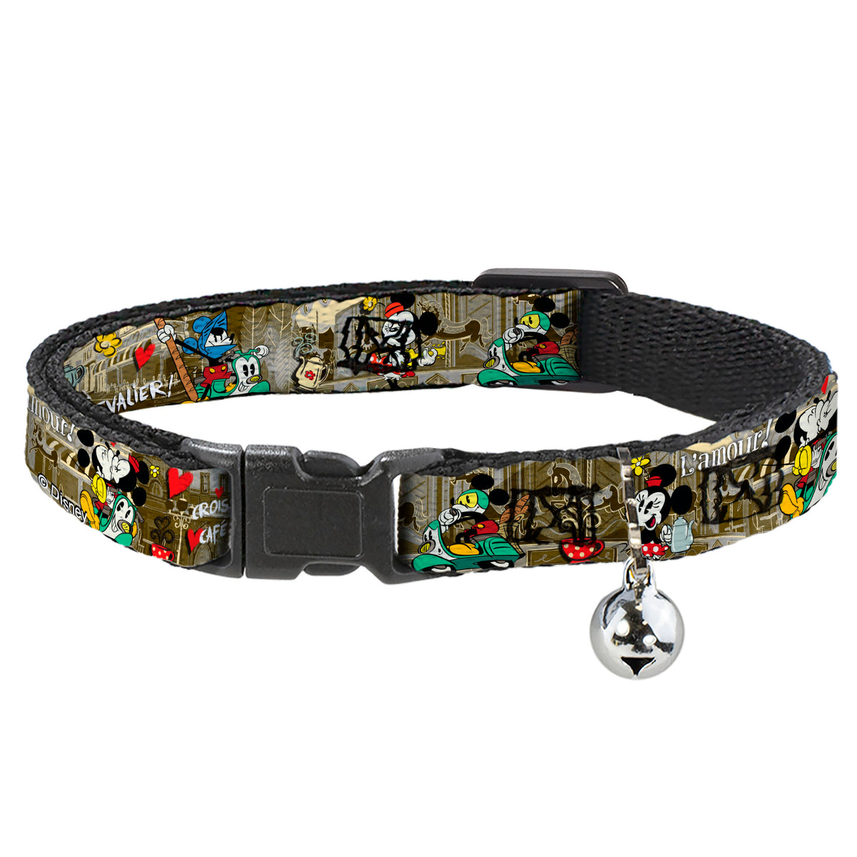 Cat Collar Breakaway - Mickey & Minnie Croissant de Triomphe Scenes Cat Collars Breakaway Side Release Disney