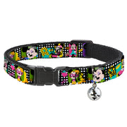 Cat Collar Breakaway - Mini Minnie Fashion Poses Polka Dot Black White Multi Color Cat Collars Breakaway Side Release Disney