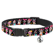 Cat Collar Breakaway - Mini Minnie Expressions Bows Black Multi Color Cat Collars Breakaway Side Release Disney
