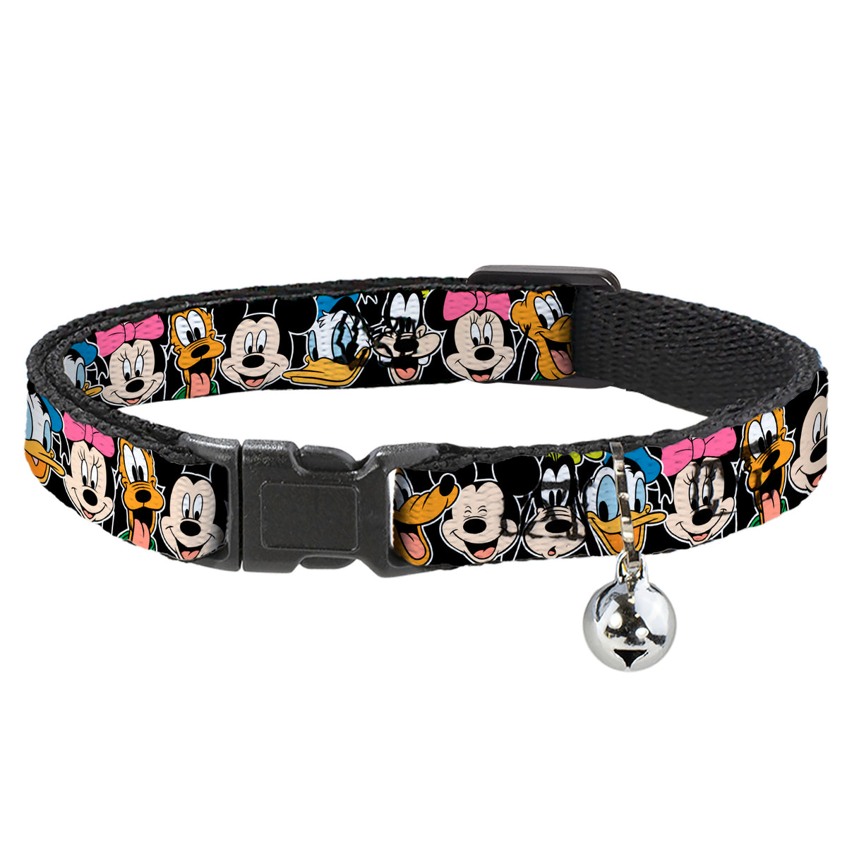 Cat Collar Breakaway - Classic Disney Character Faces Black Cat Collars Breakaway Side Release Disney