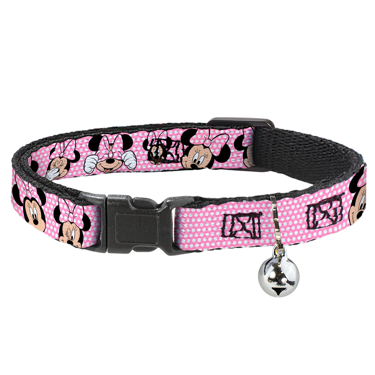 Cat Collar Breakaway - Minnie Mouse Expressions Polka Dot Pink White Cat Collars Breakaway Side Release Disney