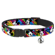 Cat Collar Breakaway - Mickey Mouse Expressions Multi Color White Black Cat Collars Breakaway Side Release Disney