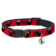 Cat Collar Breakaway - Minnie Mouse Silhouette Red Black Polka Dot Cat Collars Breakaway Side Release Disney