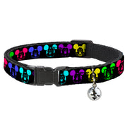 Cat Collar Breakaway - Mickey Expressions Black Multi Neon Cat Collars Breakaway Side Release Disney