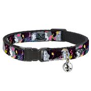 Cat Collar Breakaway - Princess Silhouettes Dots Black Purple Gray Multi Color Cat Collars Breakaway Side Release Disney