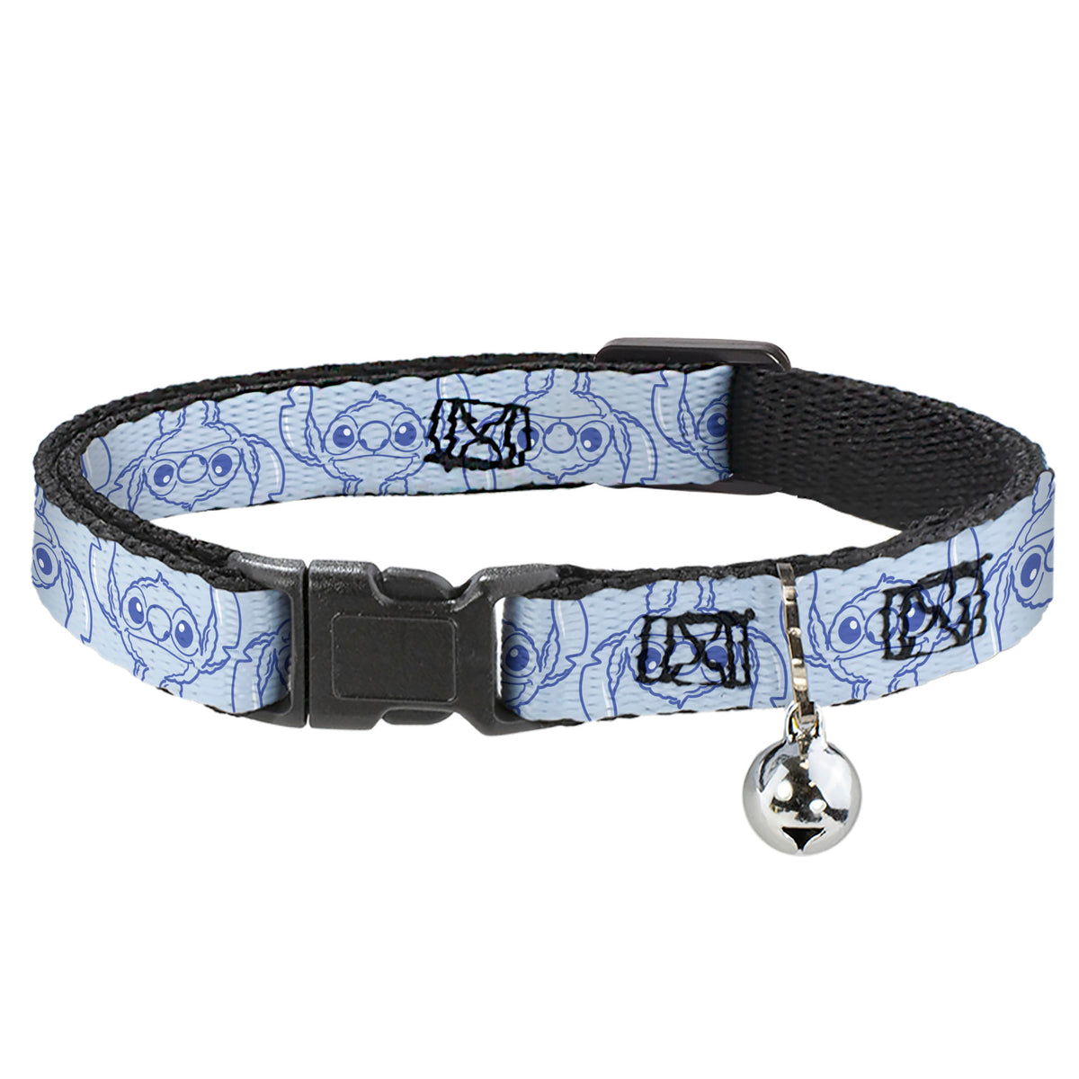 Breakaway Cat Collar with Bell - Stitch Pose Flip Light Blue/Blue Cat Collars Breakaway Side Release Disney