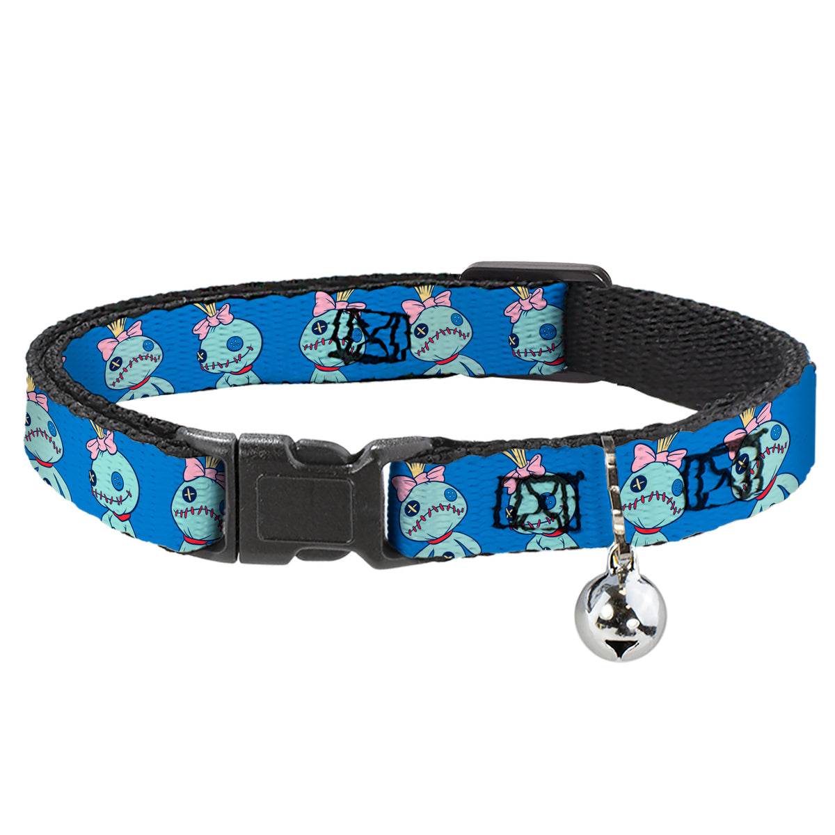 Breakaway Cat Collar with Bell - Lilo and Stitch Scrump Poses Blue Cat Collars Breakaway Side Release Disney