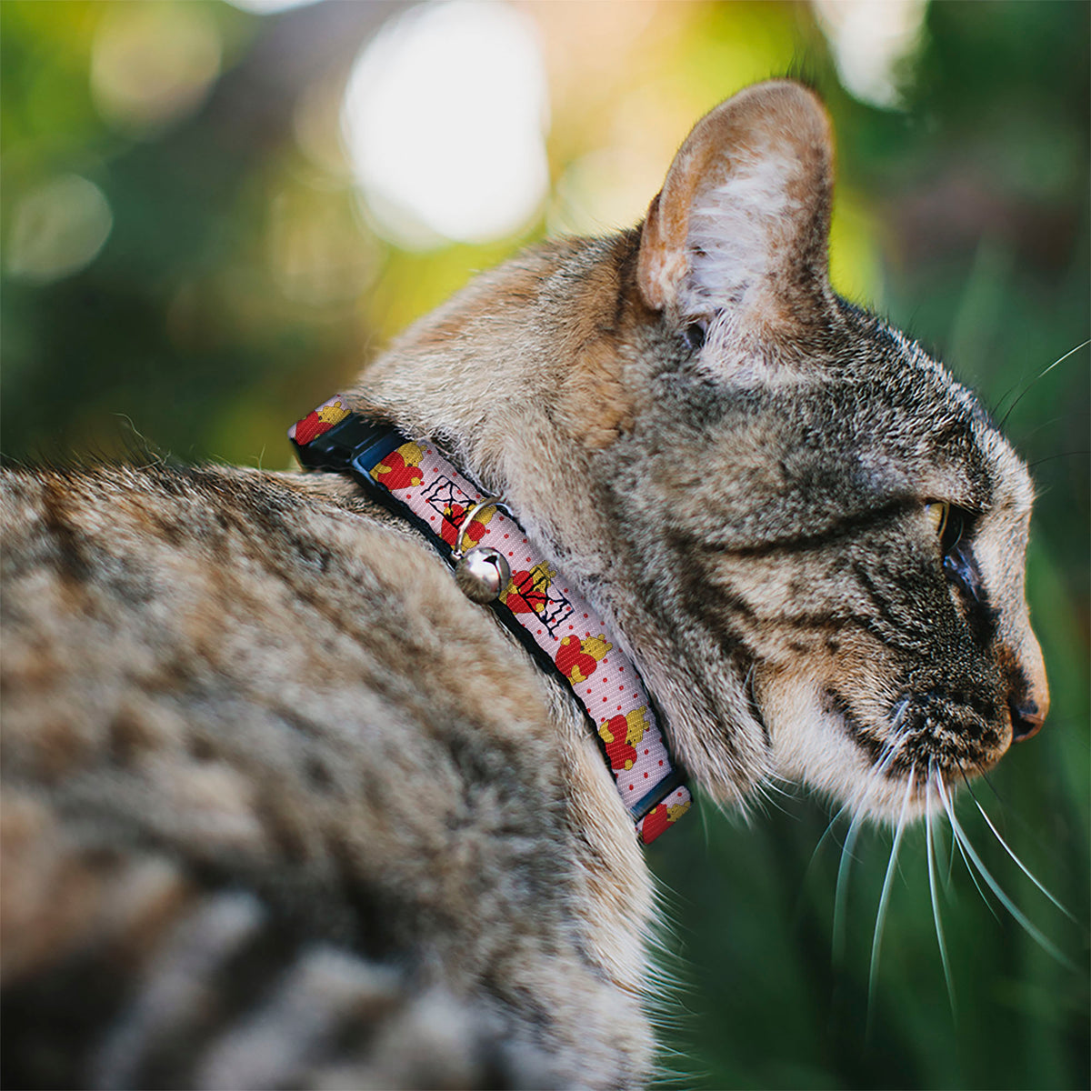 Breakaway Cat Collar with Bell - Winnie the Pooh Hugging Heart Valentine's Day Pose Pink/Red Cat Collars Breakaway Side Release Disney