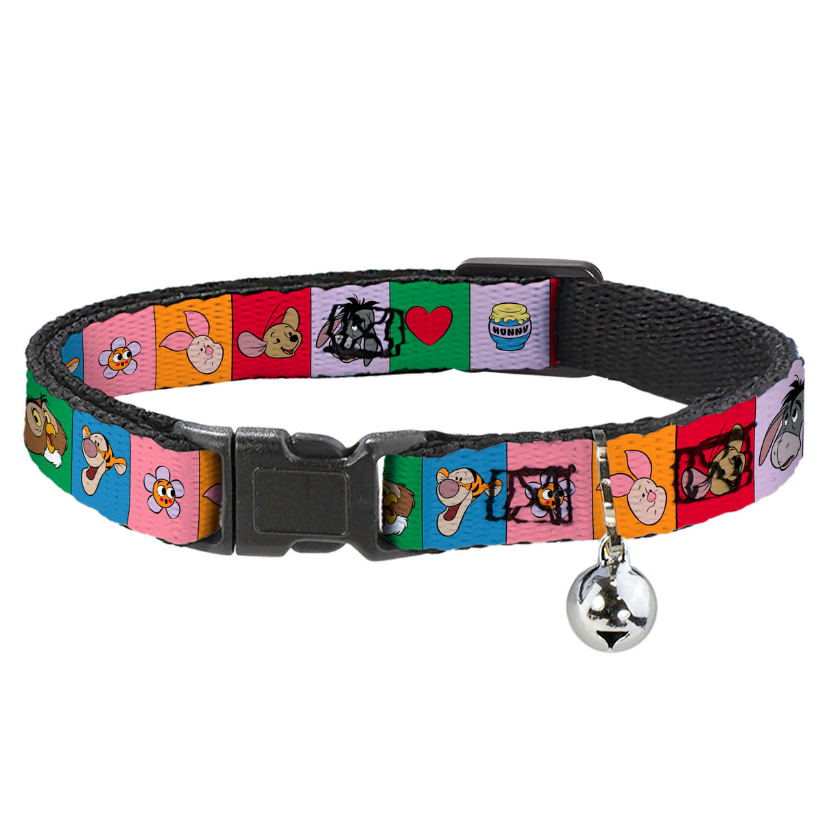 Breakaway Cat Collar with Bell - Winnie the Pooh and Friends and Icons Blocks Multi Color Cat Collars Breakaway Side Release Disney