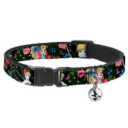 Cat Collar Breakaway - Tinker Bell Poses Sleeping Floral Collage Cat Collars Breakaway Side Release Disney