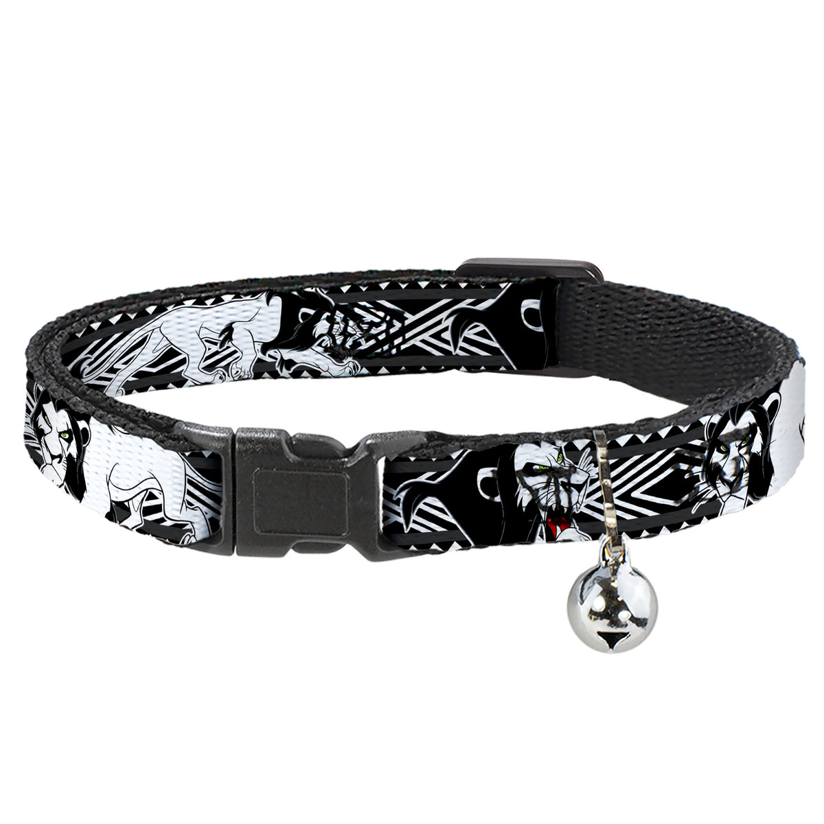 Cat Collar Breakaway - Lion King Scar Poses White Black Cat Collars Breakaway Side Release Disney