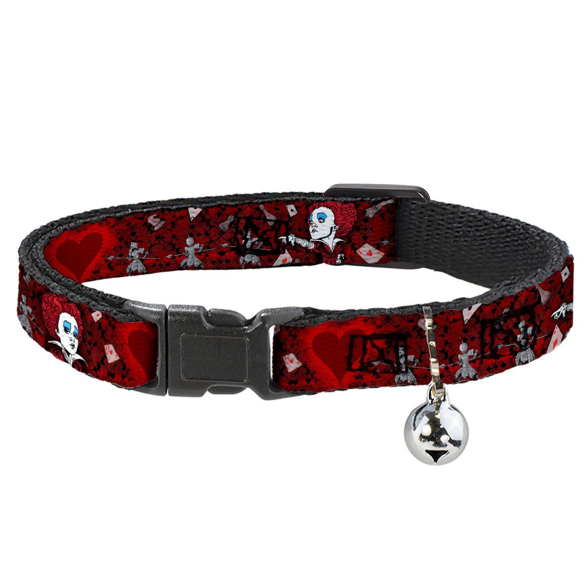 Cat Collar Breakaway - Queen of Hearts Poses Hearts Cards Reds Black Cat Collars Breakaway Side Release Disney