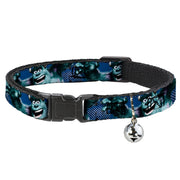 Cat Collar Breakaway - Sulley Scare Pose Dots Blues White Cat Collars Breakaway Side Release Disney