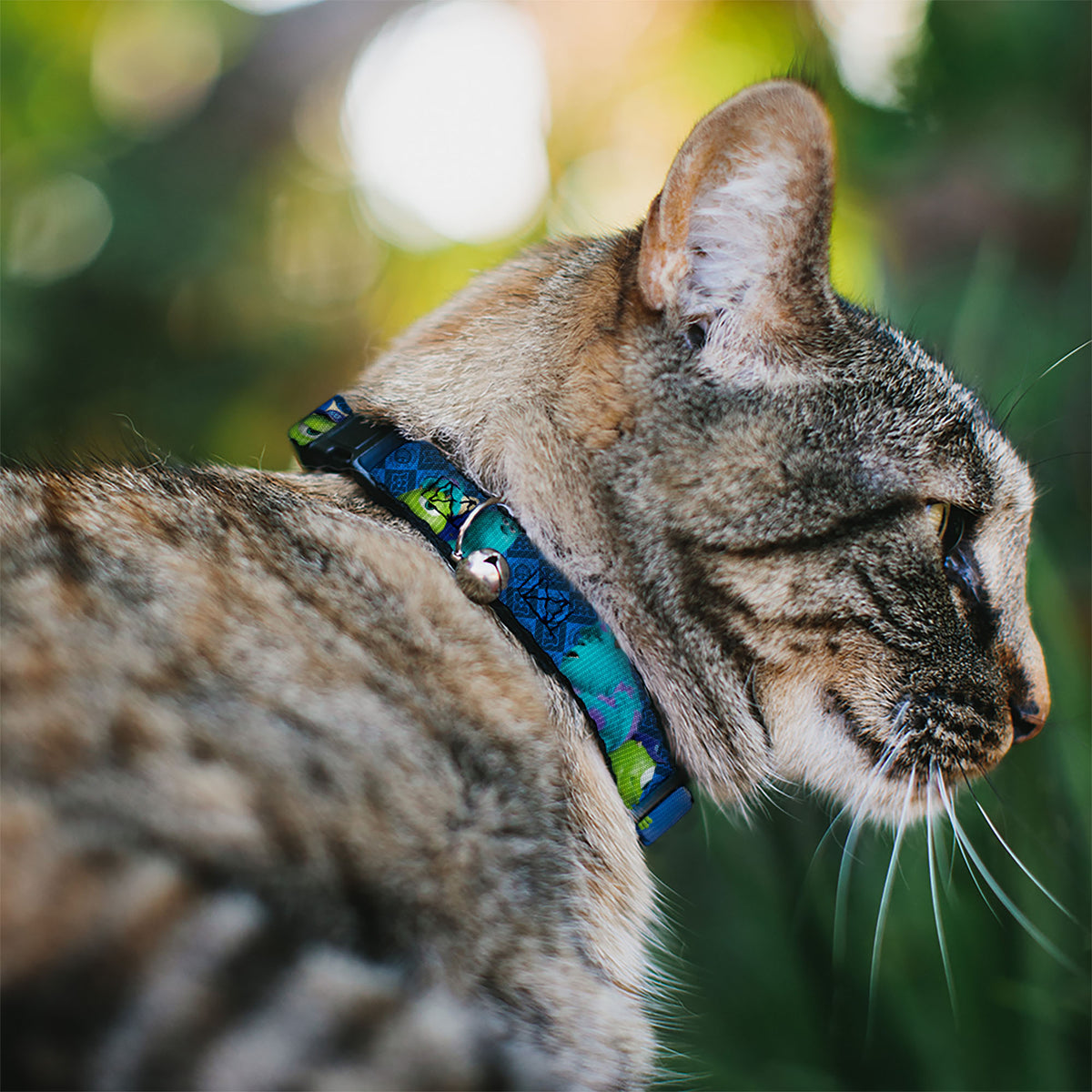 Cat Collar Breakaway - Monsters University Sulley & Mike Poses Checkers Blue Cat Collars Breakaway Side Release Disney