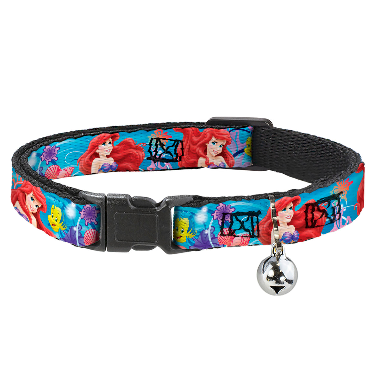 Cat Collar Breakaway - Ariel & Flounder Vivid Underwater Poses Cat Collars Breakaway Side Release Disney
