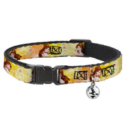 Cat Collar Breakaway - Belle Poses Enchanted Rose Story Script Yellow Pinks Cat Collars Breakaway Side Release Disney