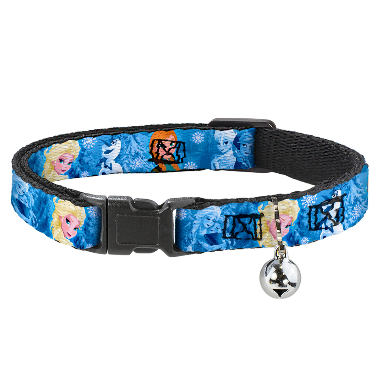 Cat Collar Breakaway - Frozen Character Poses Blues Cat Collars Breakaway Side Release Disney