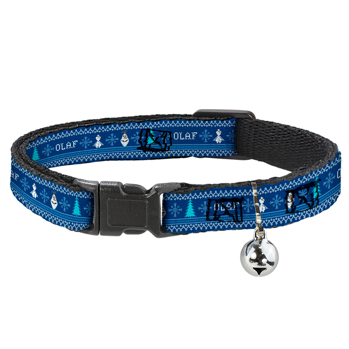 Cat Collar Breakaway - Olaf Snowflakes Stitch Blues White Cat Collars Breakaway Side Release Disney